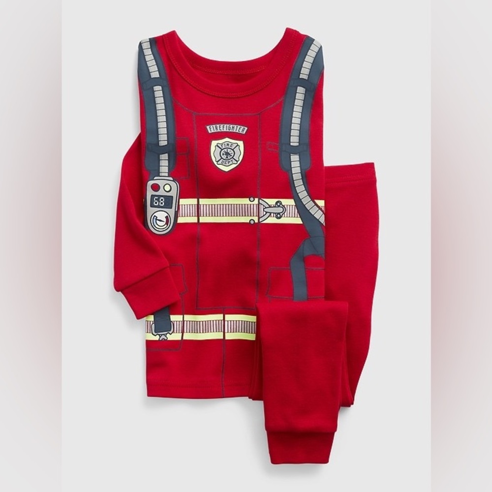 GAP Kids Fire Fighter Theme Print Pajama Set Sz 2T